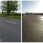 zdjęcie przed i po przebudowie drogi powiatowej