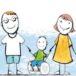 grafika rodzice z niepełnosprawnym synem na wózku inwalidzkim