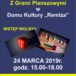 Plakat spotkania z grami planszowymi w Plewiskach na 24 marca 2019
