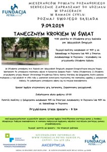 Plakat na spacer taneczny w Chludowie na 7 września 2019