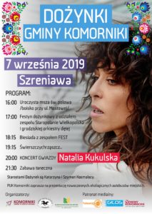 Plakat na dożynki w Szreniawie na 7 września 2019