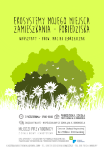 Plakat na warsztaty przyrodnicze w Pobiedziskach na 7 października 2019