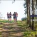 Zapowiedź biegu w lesie 18 kwietnia 2020 w Stęszewie, na zdjęciu grupa biegaczy wbiegających do lasu