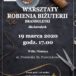 Plakat warsztatów robienia biżuterii dla dorosłych na 19 marca 2020