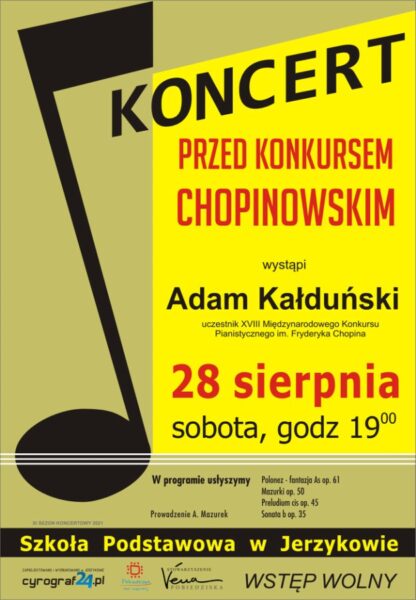 Plakat konceru pianistycznego w Jerzykowie