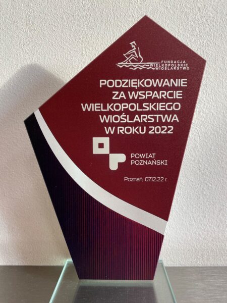 Podziękowanie za wsparcie wielkopolskiego wioślarstwa w roku 2022