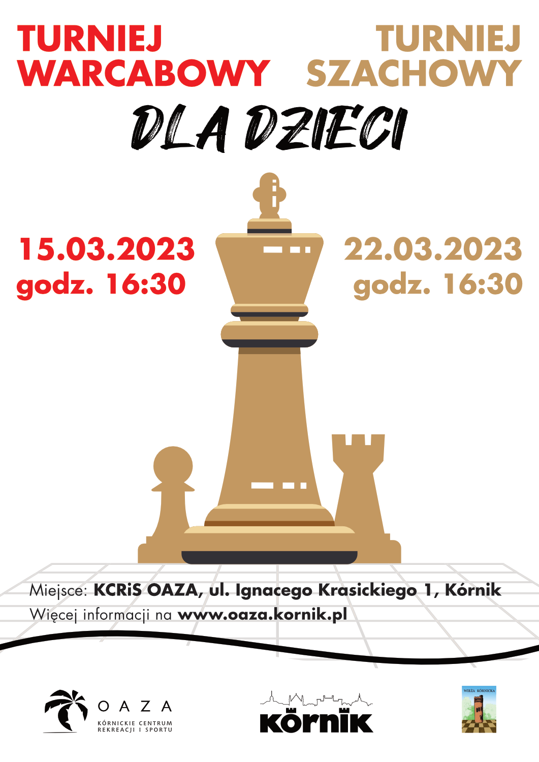 Afisz Turniej warcabowy/szachowy dla dzieci