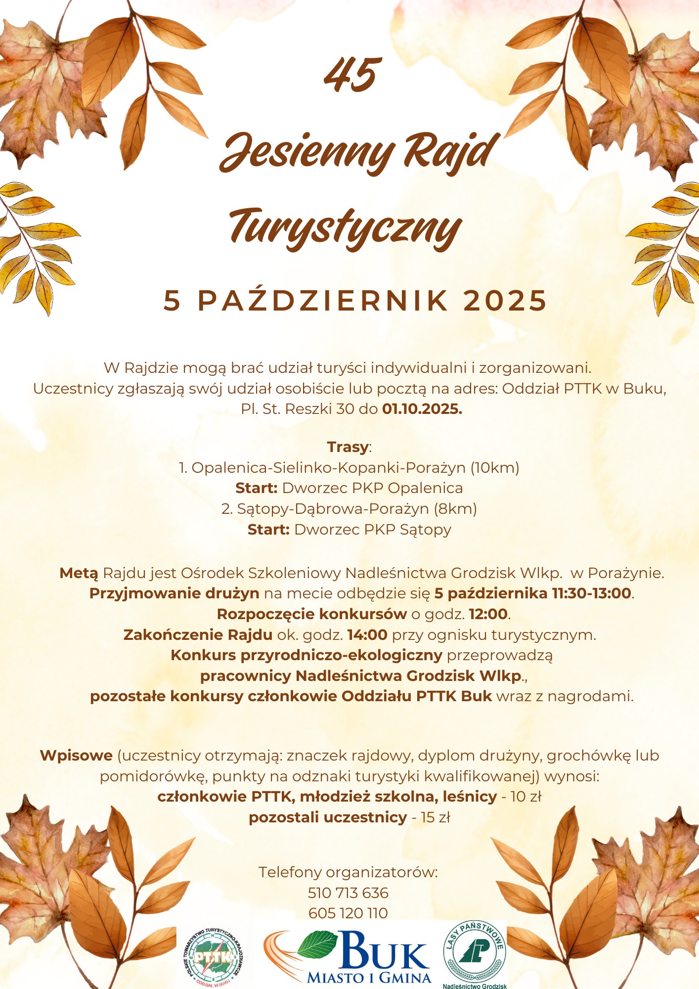 Plakat jesiennego rajdu turystycznego