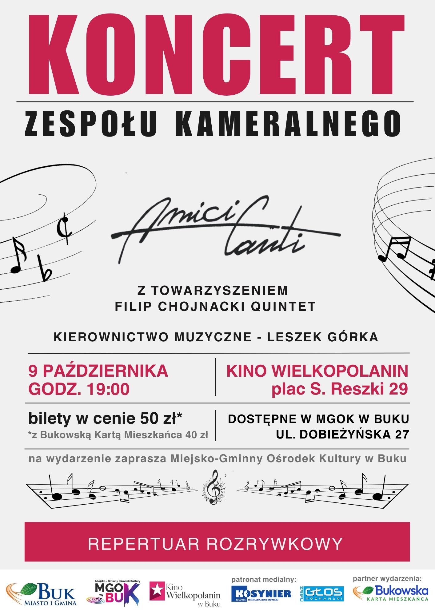 Plakat koncertu zespołu kameralnego