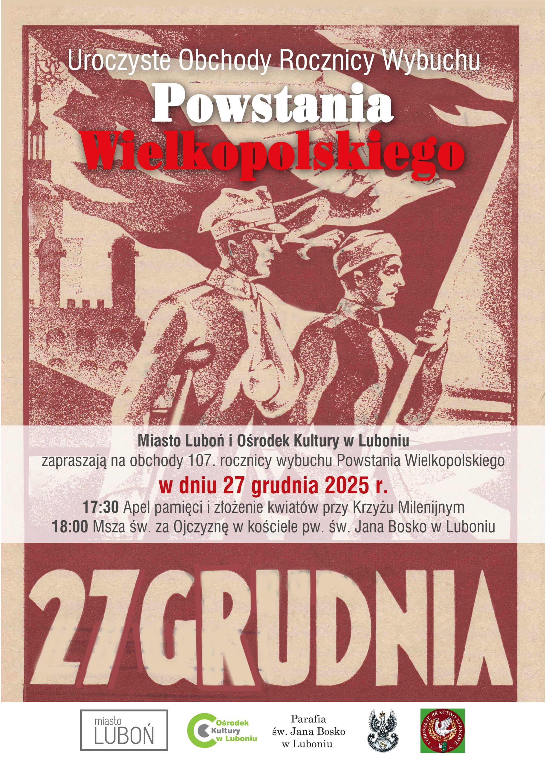 Plakat obchodów Powstania Wielkopolskiego w Luboniu