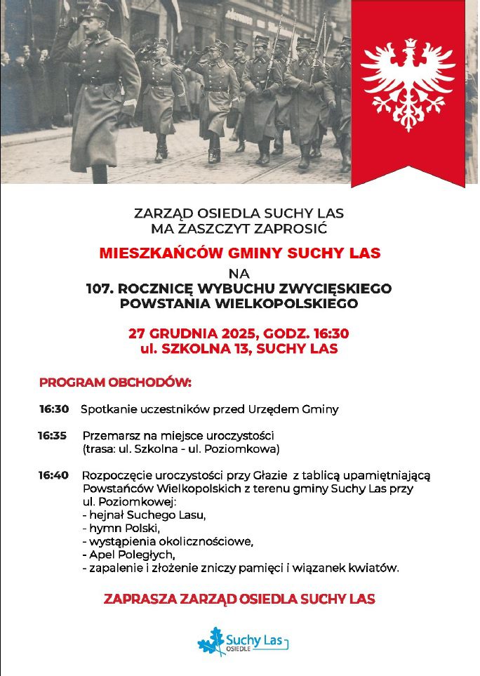 Plakat obchodów Powstania Wielkopolskiego w Suchym Lesie
