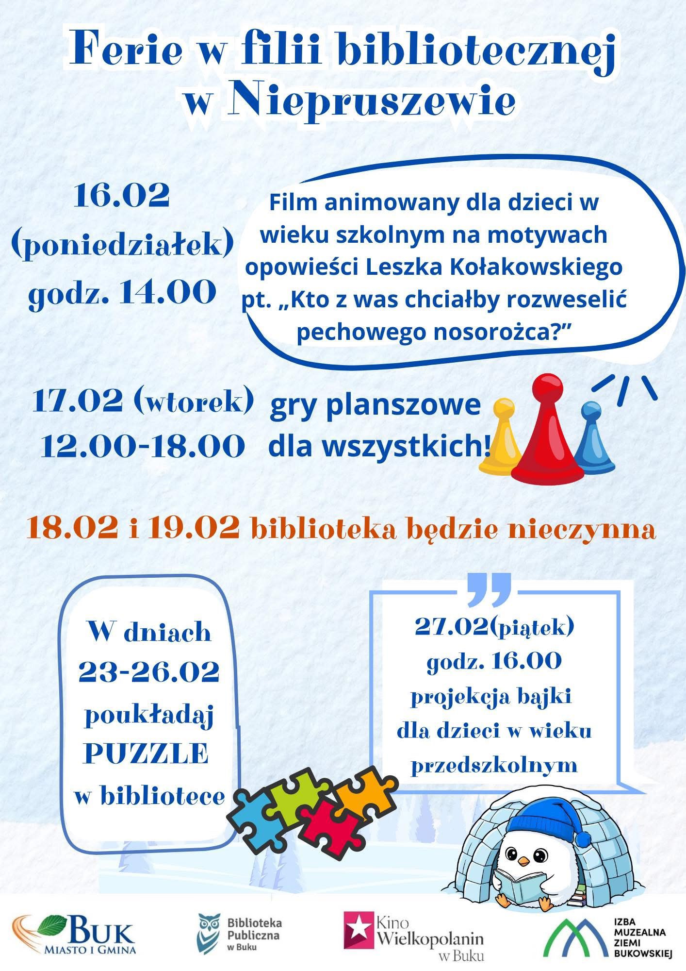 plakat ferii w Niepruszewie