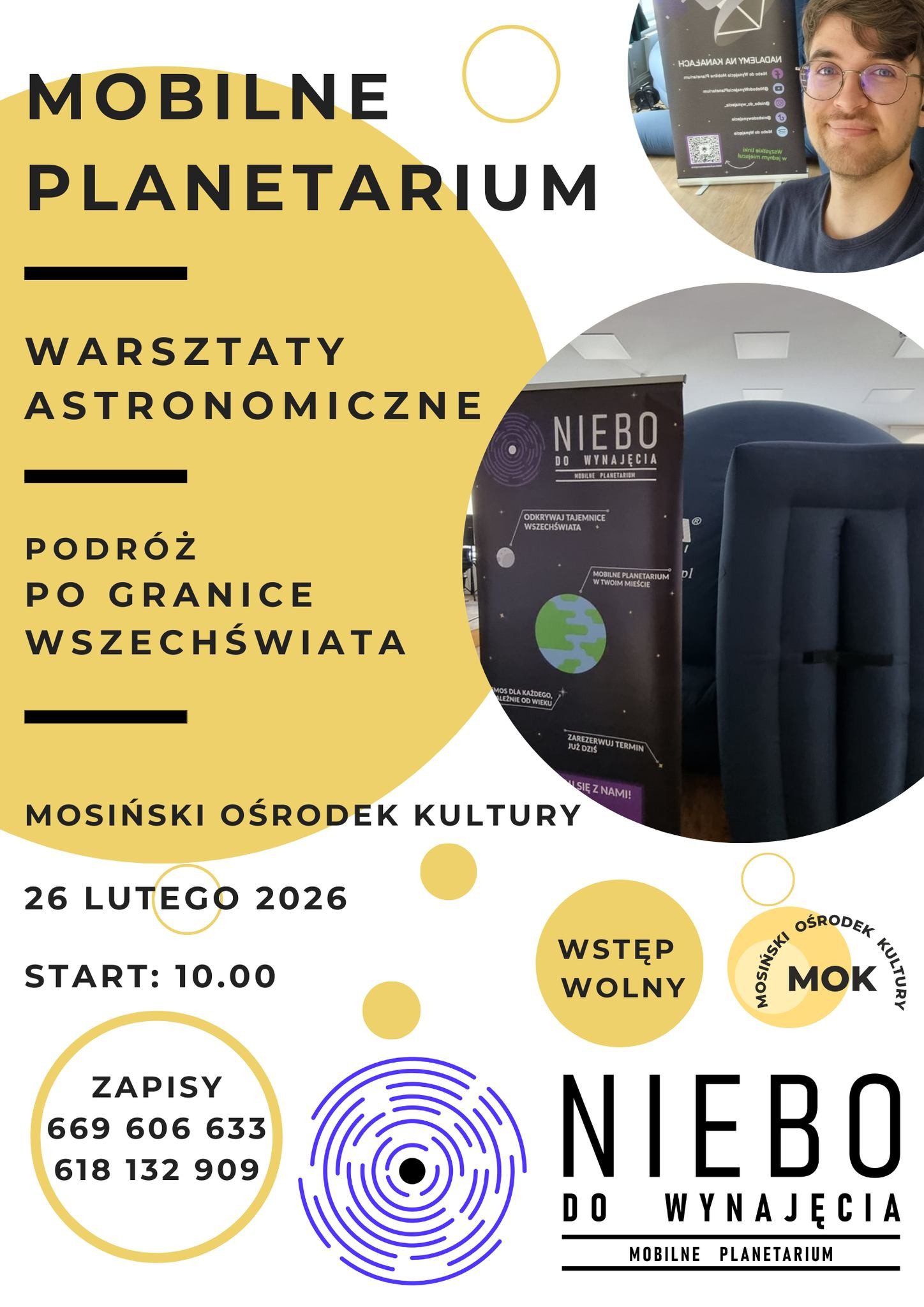 Warsztaty astronomiczne w Mosinie plakat