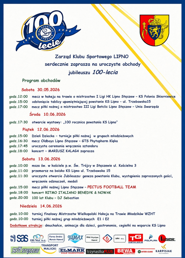 Plakat 100 lecia Lipna Stęszew