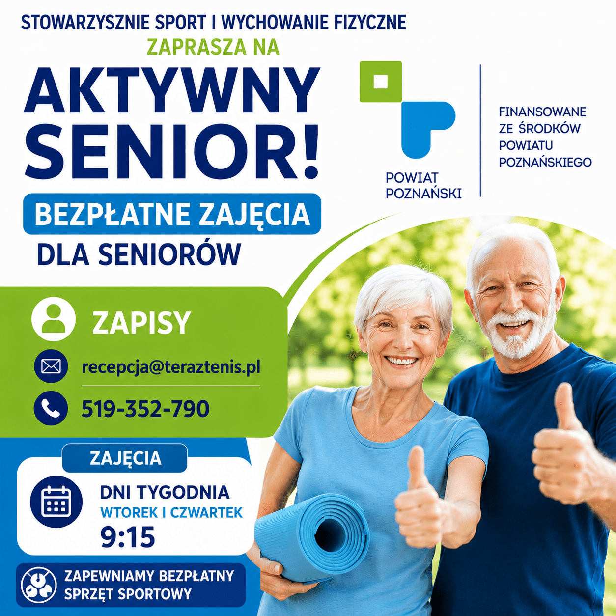 plakat bezpłatne zajęcia tenis